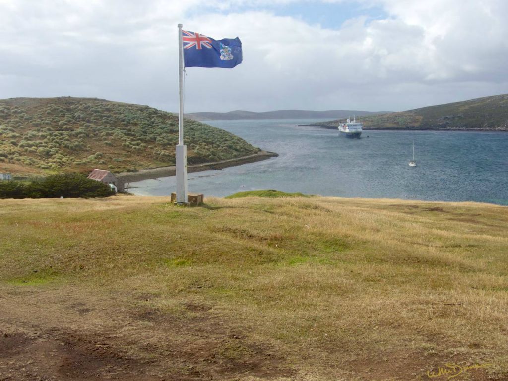The National Geographic Explorer enters bay at Westpoint Island