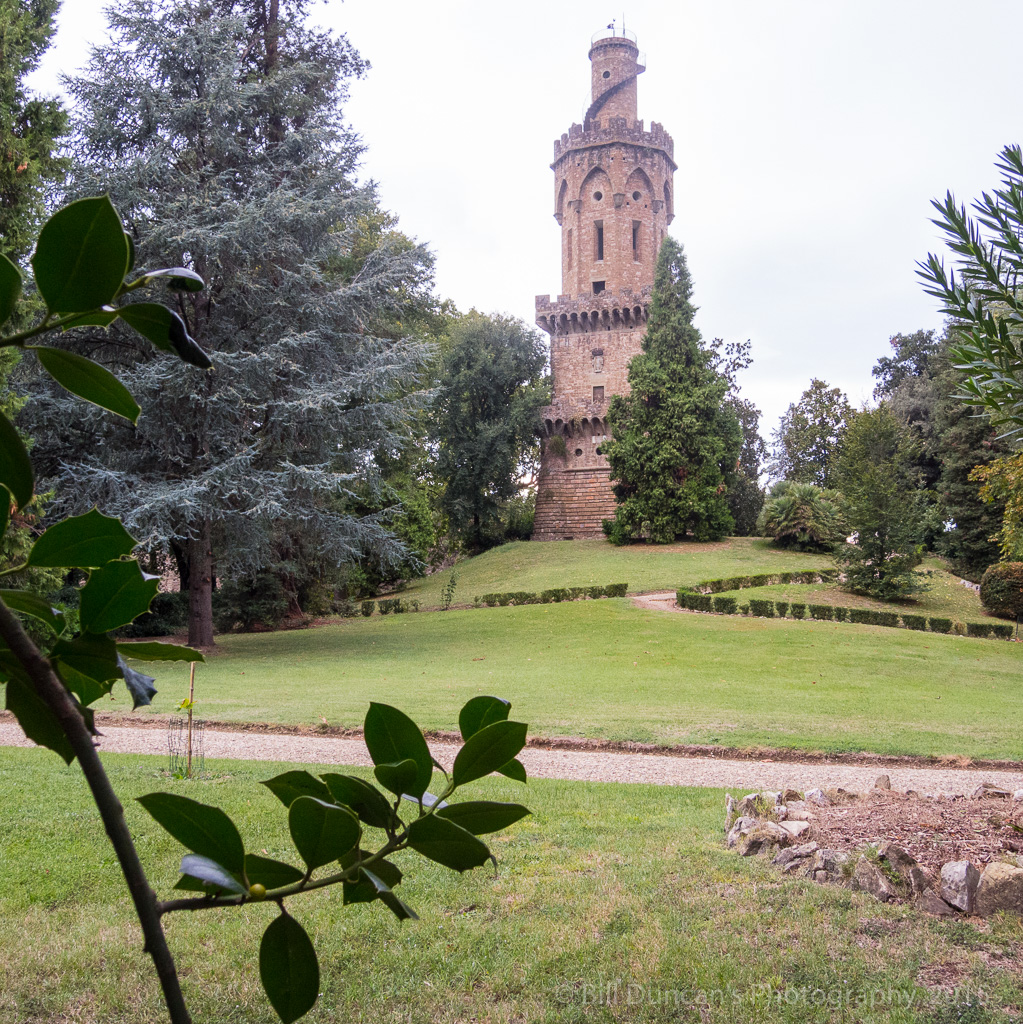 Tower in private garden.