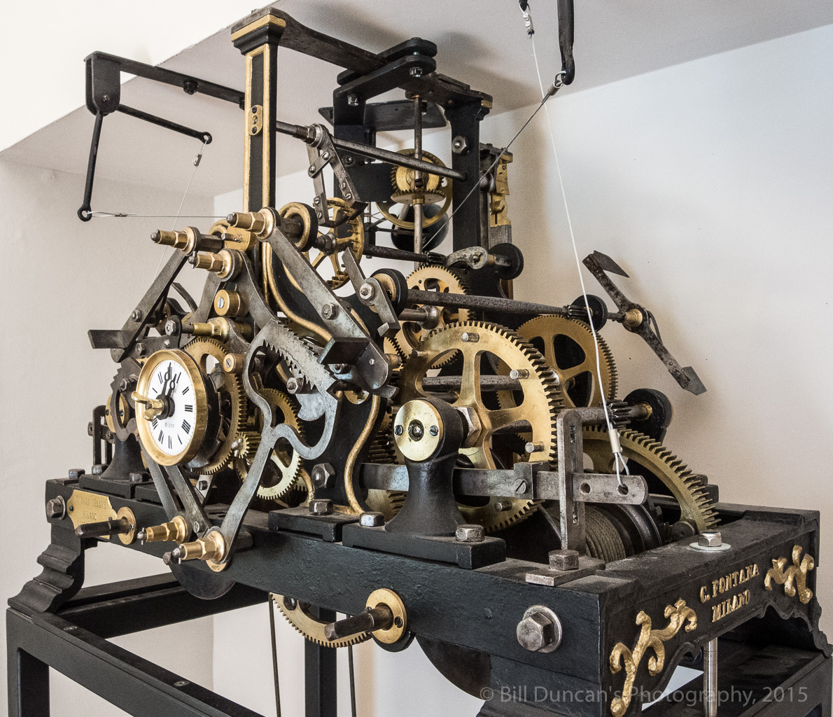 Mechanism that drives in the clock in the tower.