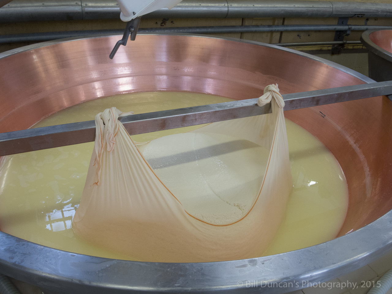 Giving birth to a new wheel of parmagiano reggiano