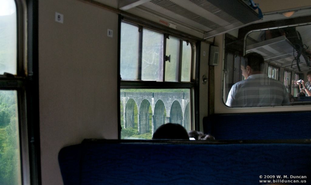 Aboard the “Hogwarts Express” crossing the arched viaduct