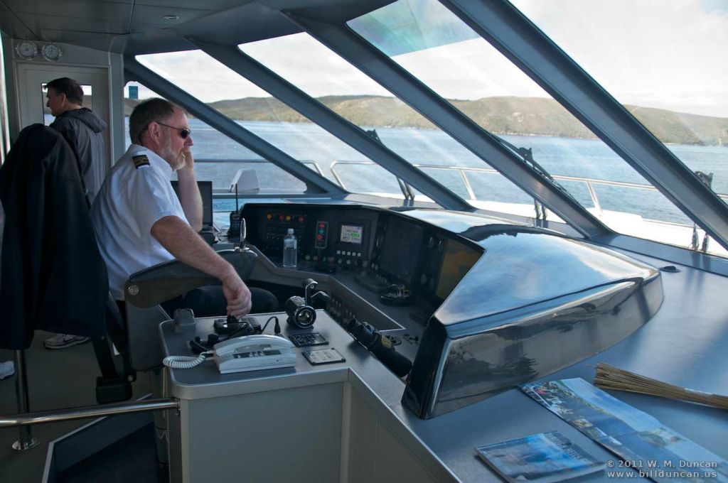 Cruise boat is steered with a joy stick, not a wheel.